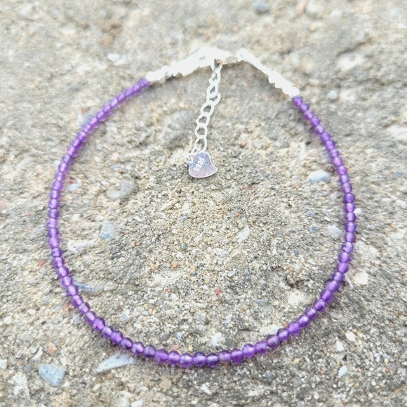 Amethyst & Fine Silver Beaded Bracelet NWOT - Picture 1 of 1